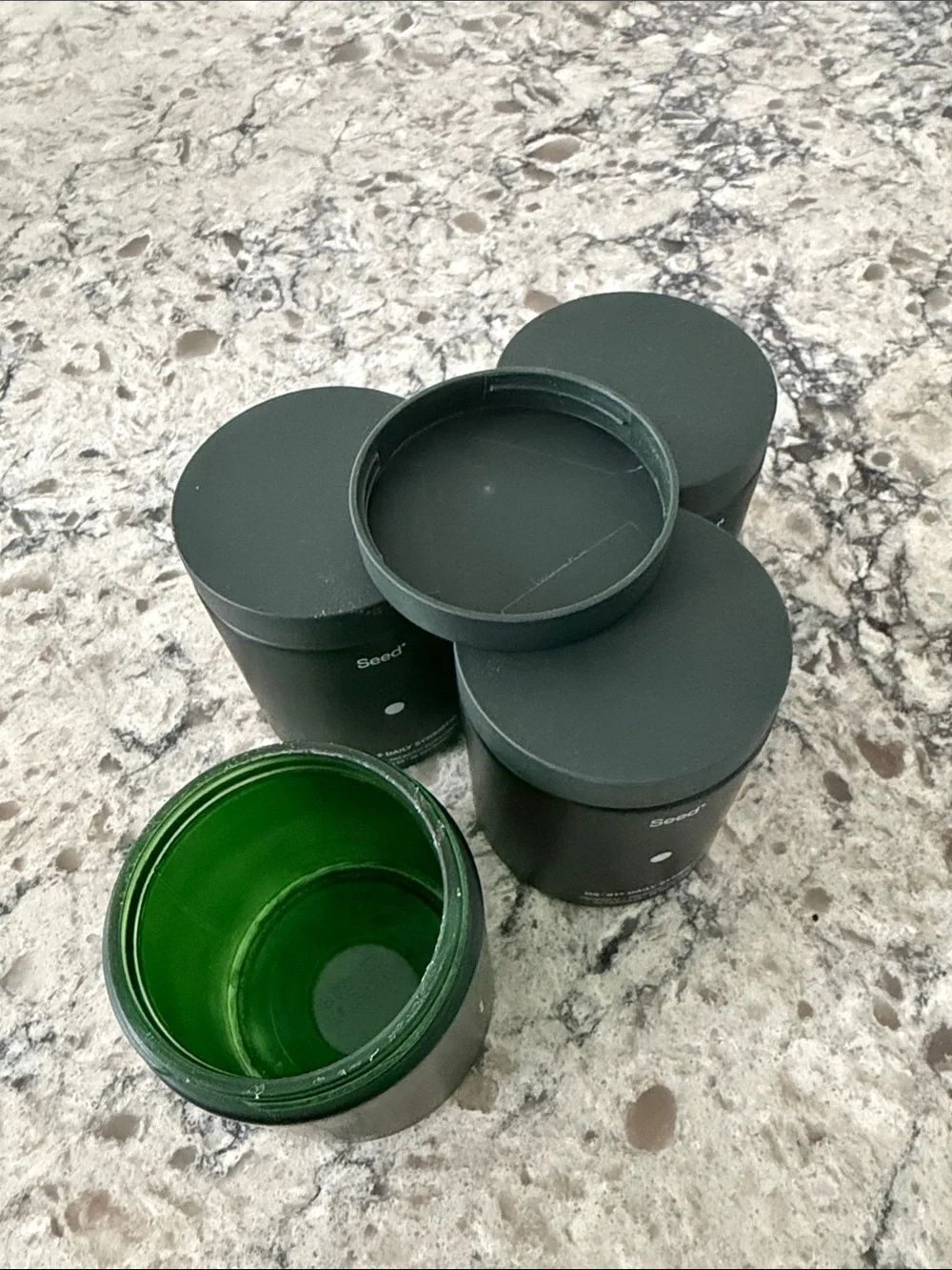 Collectible Green Glass Seed Jars Empty